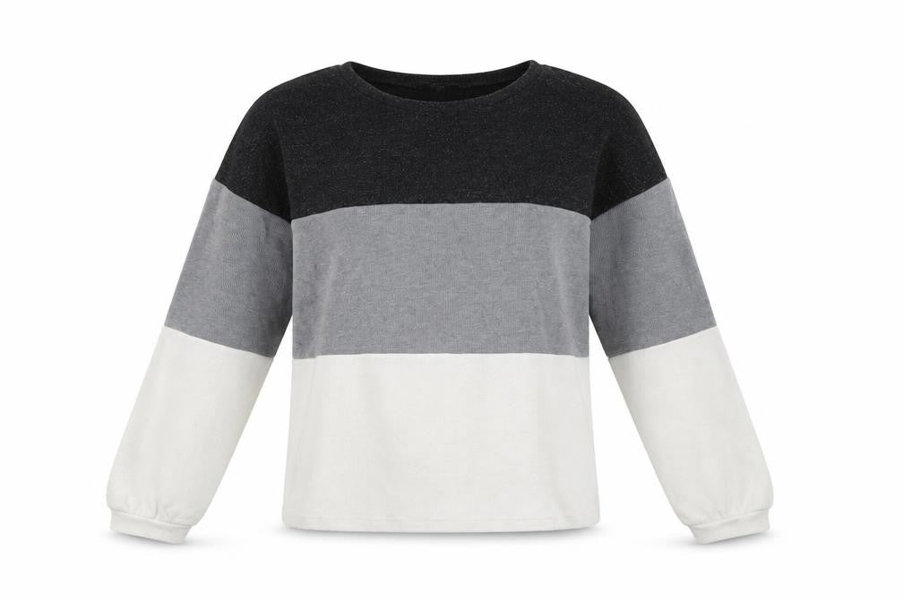 New Look Womens Grey Striped Cotton Pullover Sweatshirt Size S  Pullover