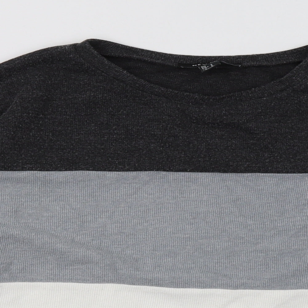 New Look Womens Grey Striped Cotton Pullover Sweatshirt Size S  Pullover
