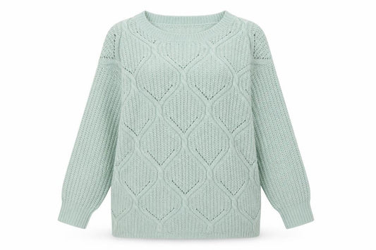 Primark Womens Green Argyle/Diamond Acrylic Pullover Sweatshirt Size 8  Pullover