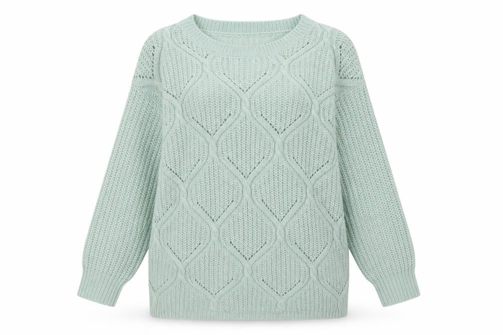 Primark Womens Green Argyle/Diamond Acrylic Pullover Sweatshirt Size 8  Pullover