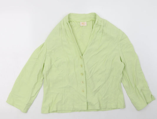 Country Casuals Womens Green  Viscose Basic Button-Up Size 14 V-Neck