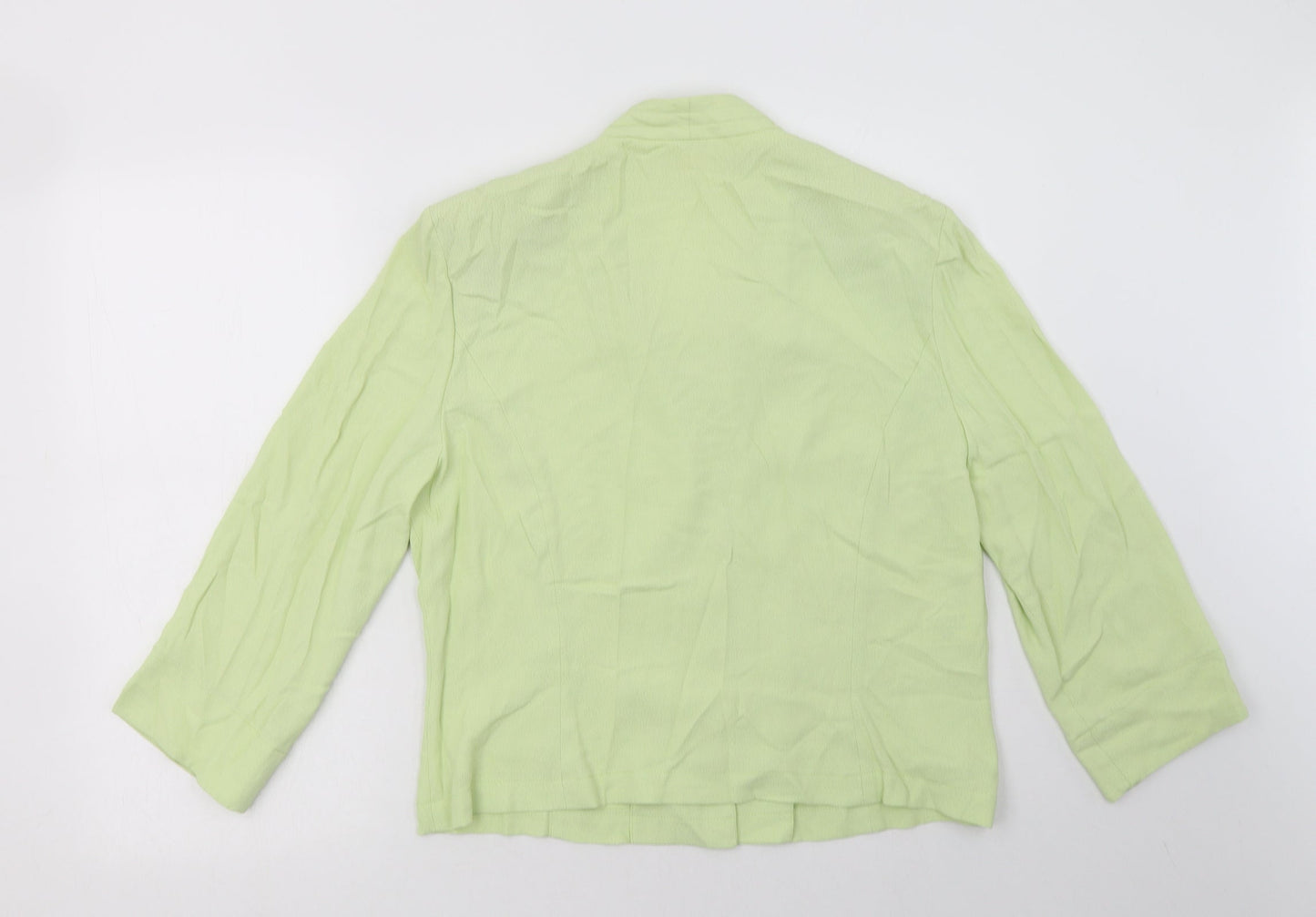 Country Casuals Womens Green  Viscose Basic Button-Up Size 14 V-Neck