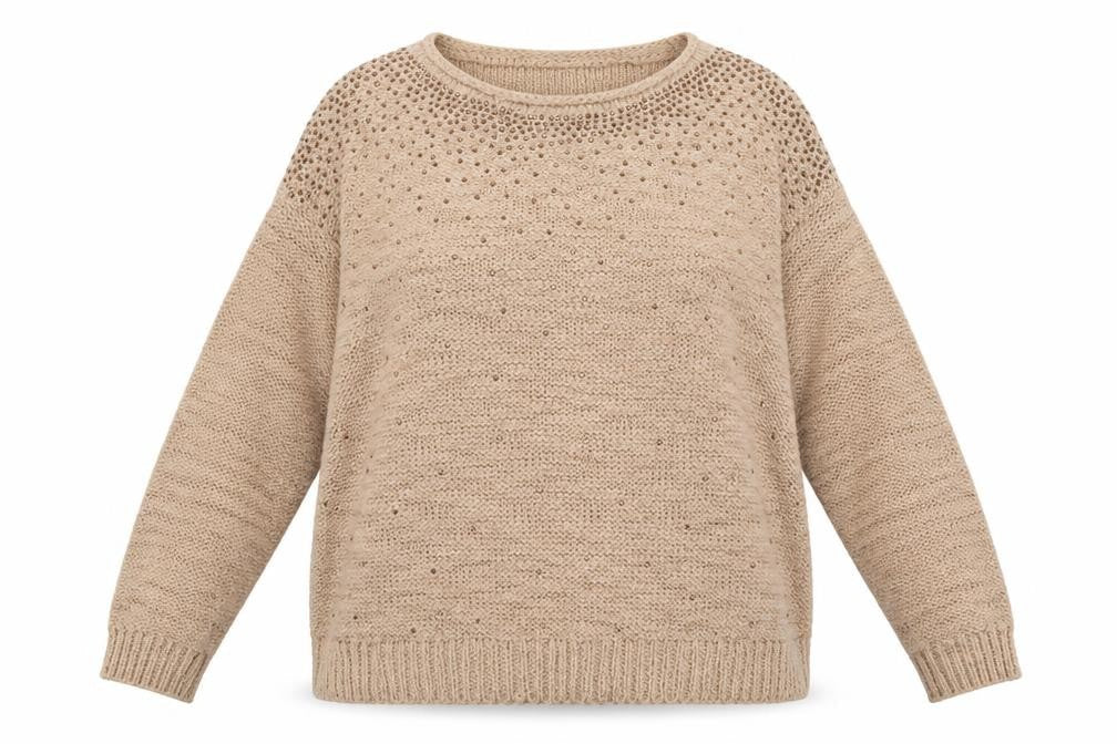 Dorothy Perkins Womens Beige  Acrylic Pullover Sweatshirt Size 14  Pullover