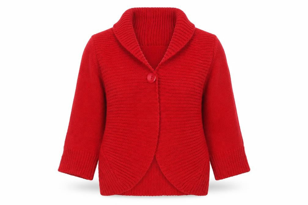 Per Una Womens Red Collared  Acrylic Cardigan Jumper Size M