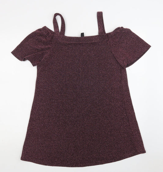 New Lok Womens Purple  Nylon A-Line  Size 12  Off the Shoulder