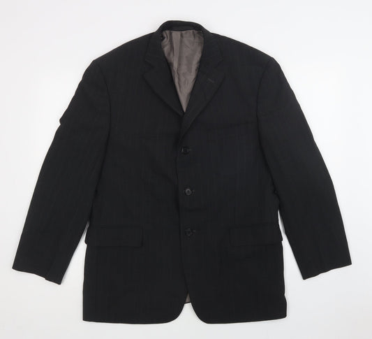 M&S Mens Grey Striped  Jacket Blazer Size 42  Button