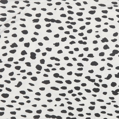 Missguided Womens White Animal Print Cotton Basic Blouse Size 6 Crew Neck