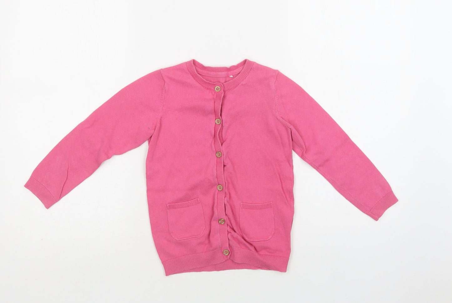 Mini Cub Girls Pink Crew Neck  Cotton Cardigan Jumper Size 3-4 Years  Button