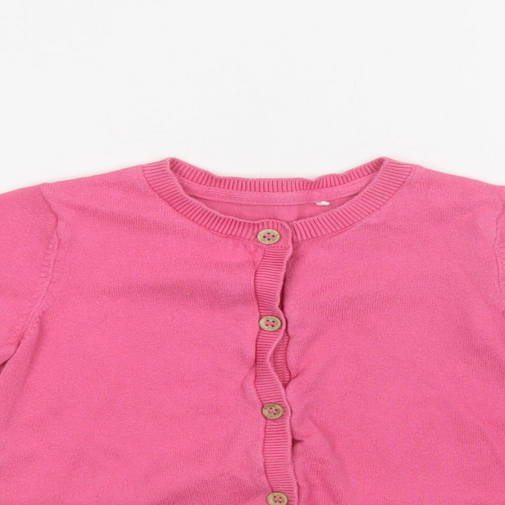 Mini Cub Girls Pink Crew Neck  Cotton Cardigan Jumper Size 3-4 Years  Button