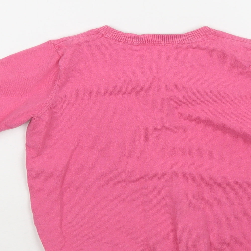 Mini Cub Girls Pink Crew Neck  Cotton Cardigan Jumper Size 3-4 Years  Button