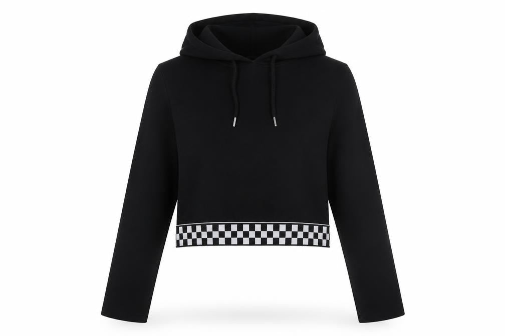 H&M Womens Black Check Cotton Pullover Hoodie Size M