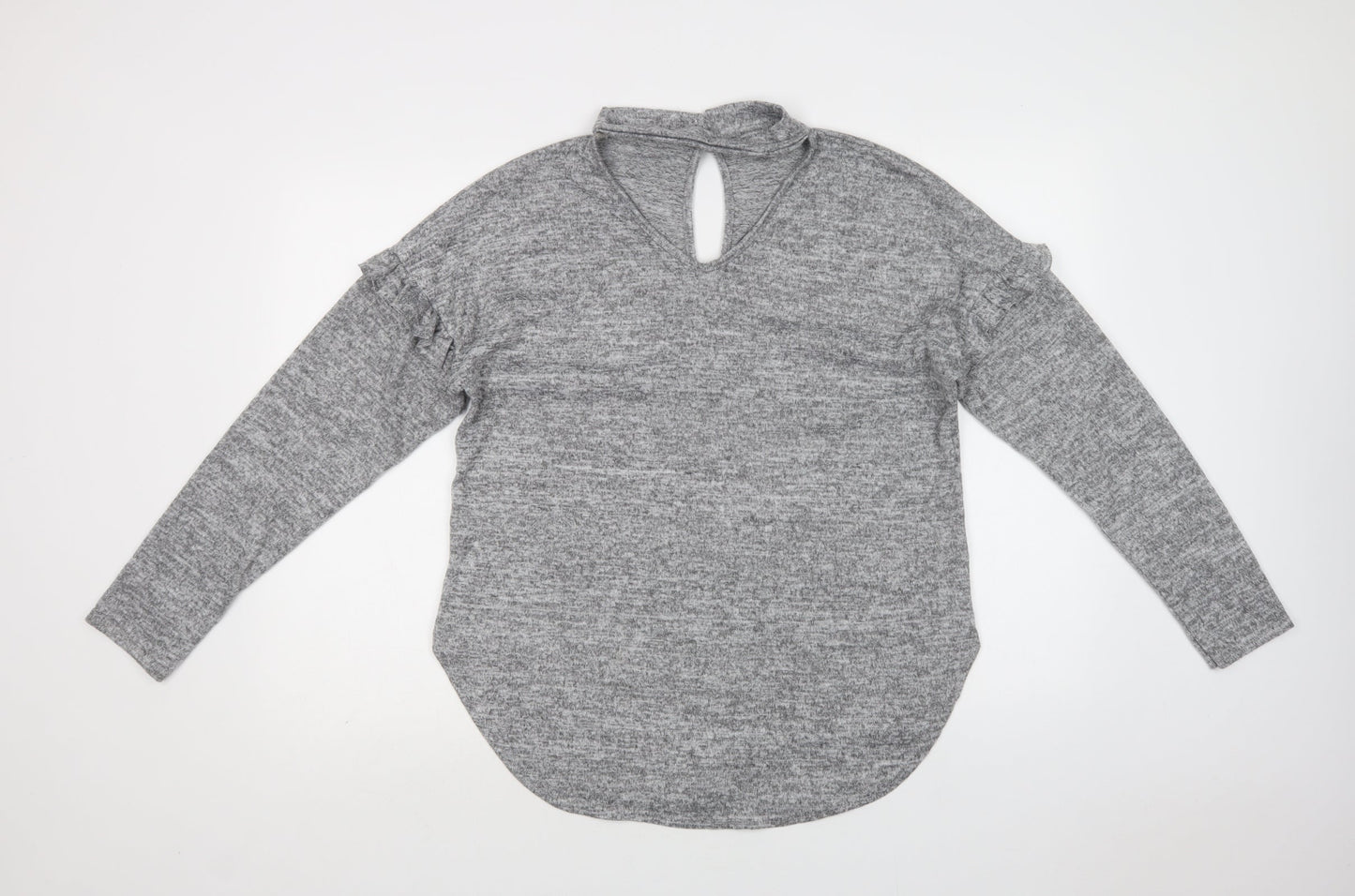 Blue Vanilla Womens Grey V-Neck  Polyester Pullover Jumper Size 14