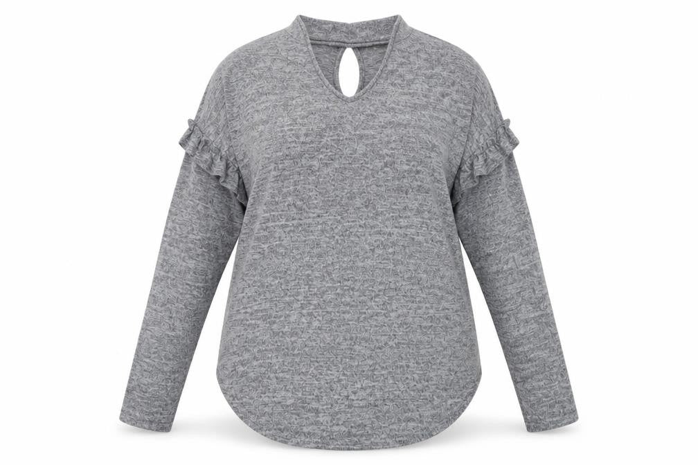 Blue Vanilla Womens Grey V-Neck  Polyester Pullover Jumper Size 14