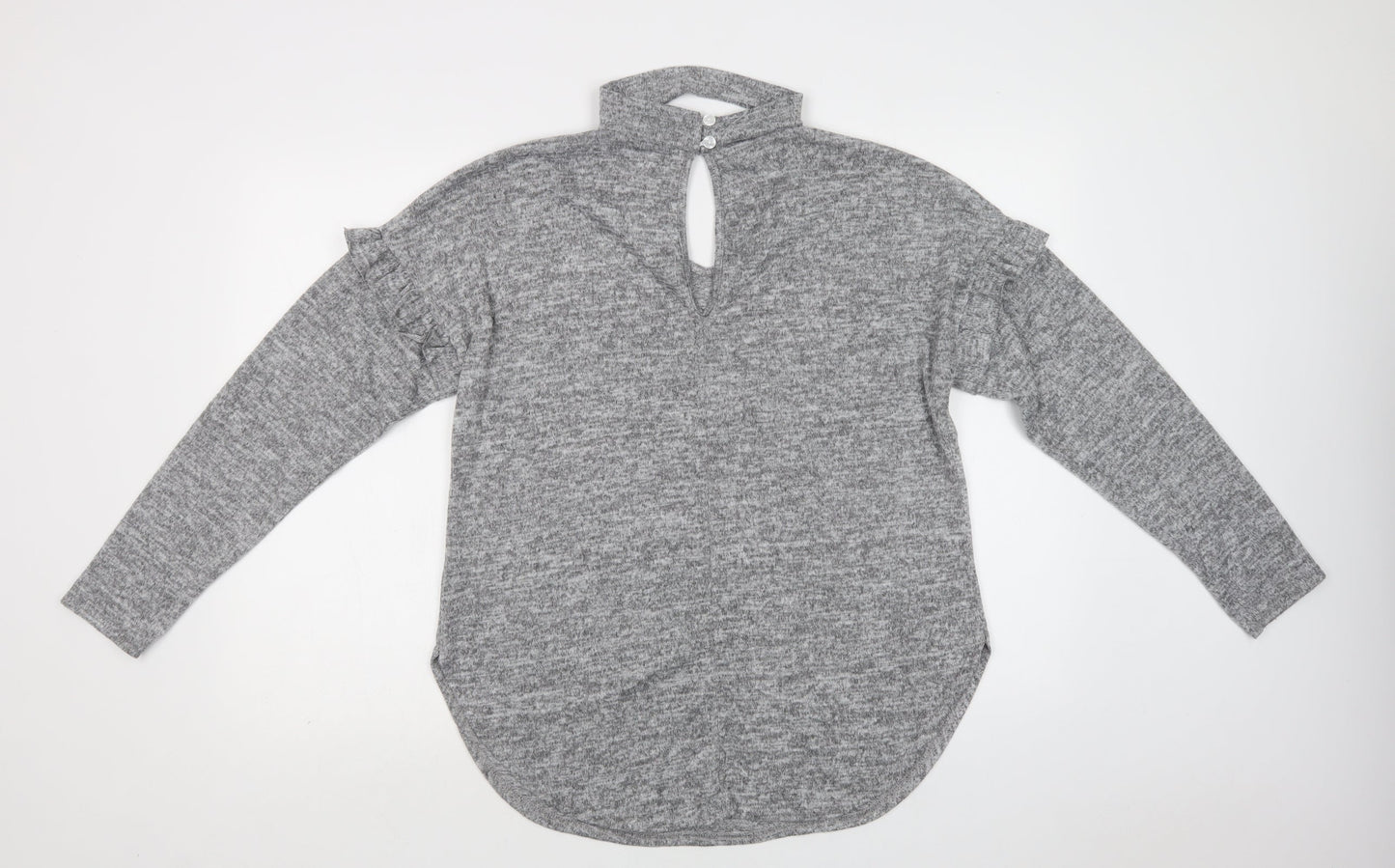 Blue Vanilla Womens Grey V-Neck  Polyester Pullover Jumper Size 14