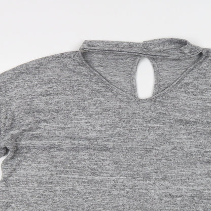 Blue Vanilla Womens Grey V-Neck  Polyester Pullover Jumper Size 14