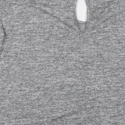 Blue Vanilla Womens Grey V-Neck  Polyester Pullover Jumper Size 14