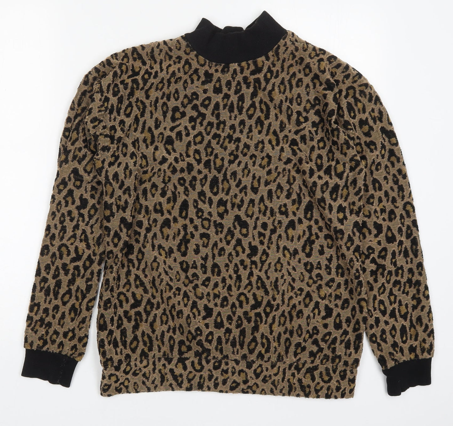 Select Womens Brown Animal Print Polyester Pullover Sweatshirt Size S  Pullover