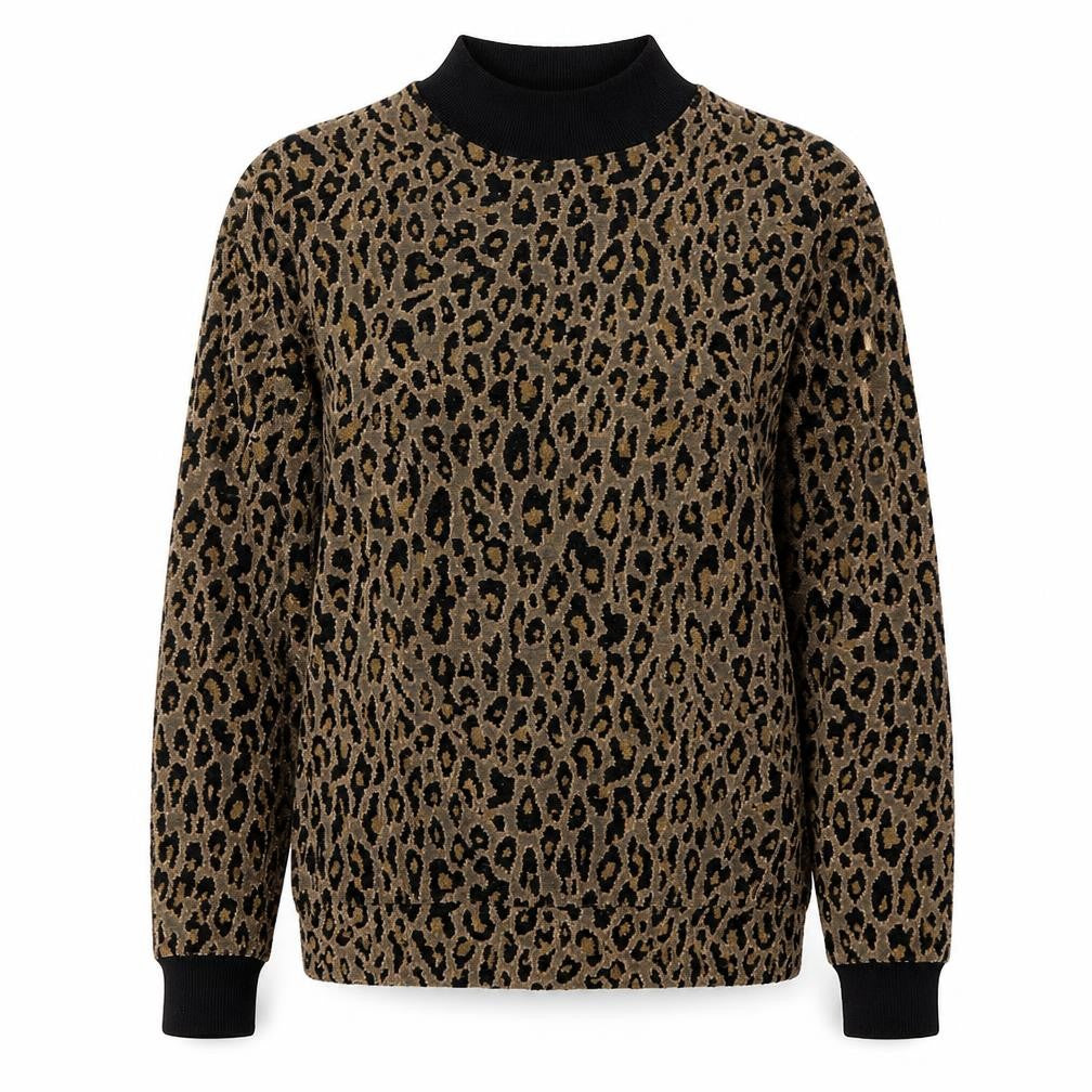 Select Womens Brown Animal Print Polyester Pullover Sweatshirt Size S  Pullover