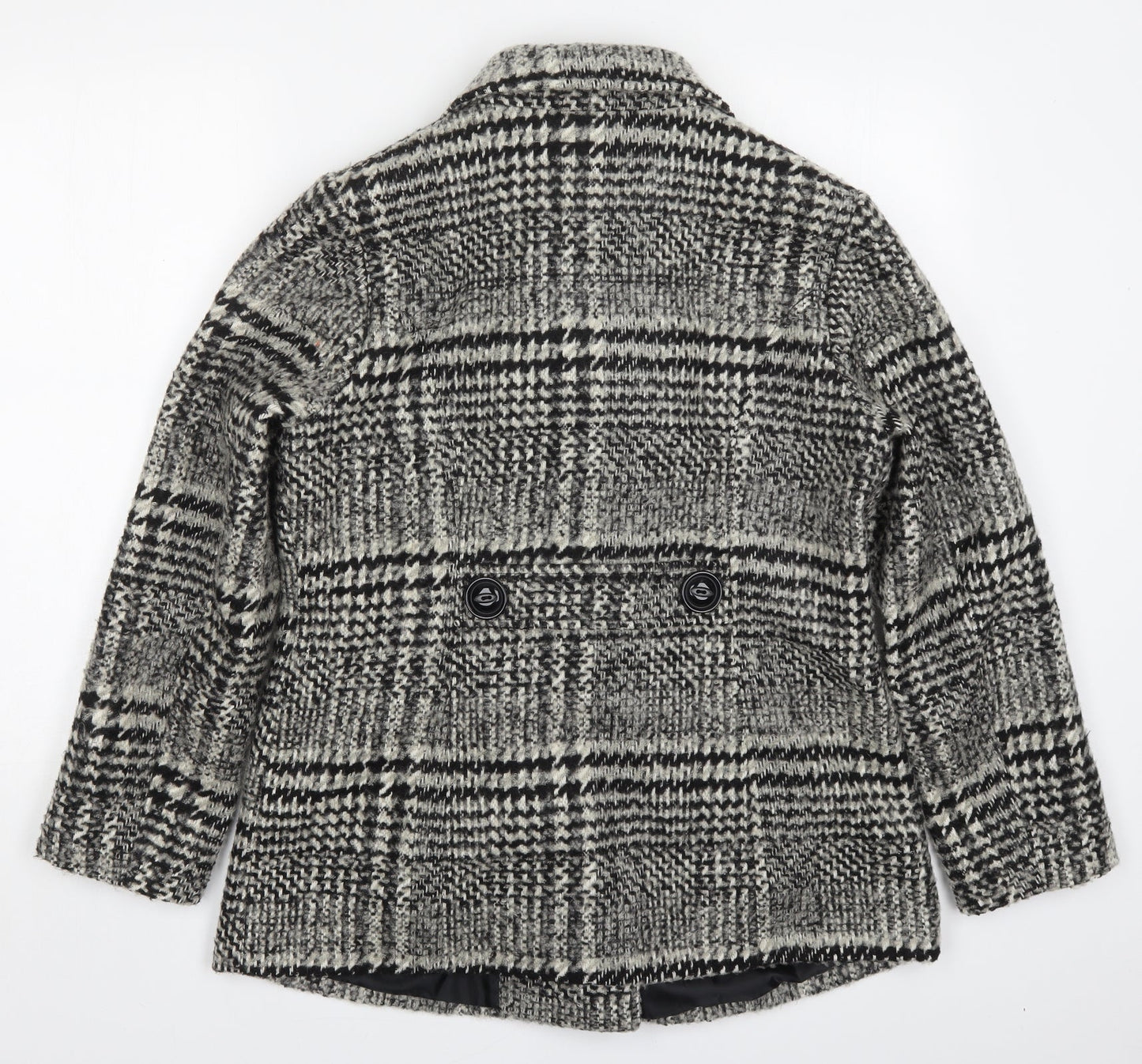 Classic Womens Grey Check  Pea Coat Coat Size 12  Button