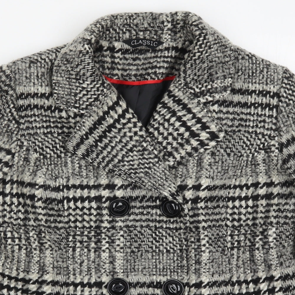 Classic Womens Grey Check  Pea Coat Coat Size 12  Button