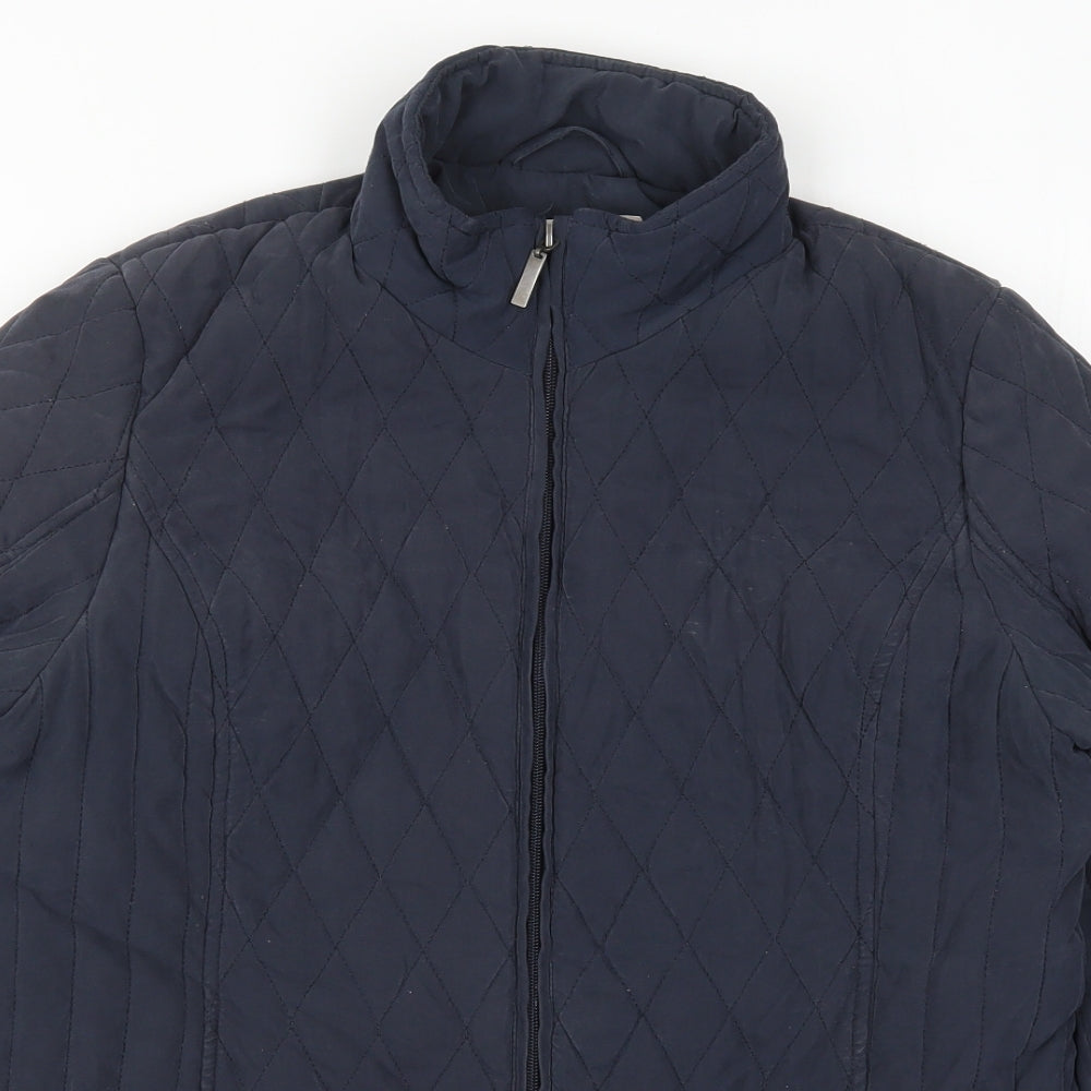 BHS Womens Blue   Quilted Coat Size 14  Zip
