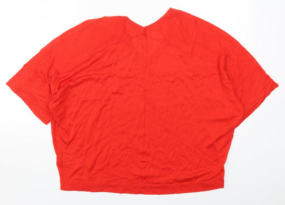 Next Womens Red V-Neck  Viscose Pullover Jumper Size S