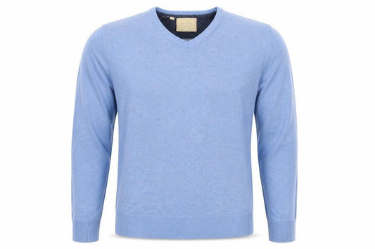 Brave Soul Mens Blue V-Neck  Acrylic Pullover Jumper Size XL