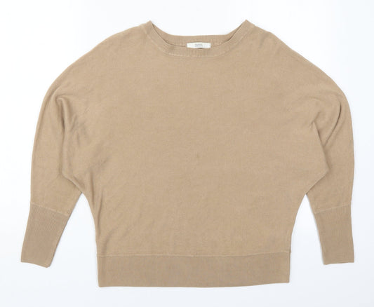 Marks and Spencer Womens Brown Round Neck  Acrylic Pullover Jumper Size 8
