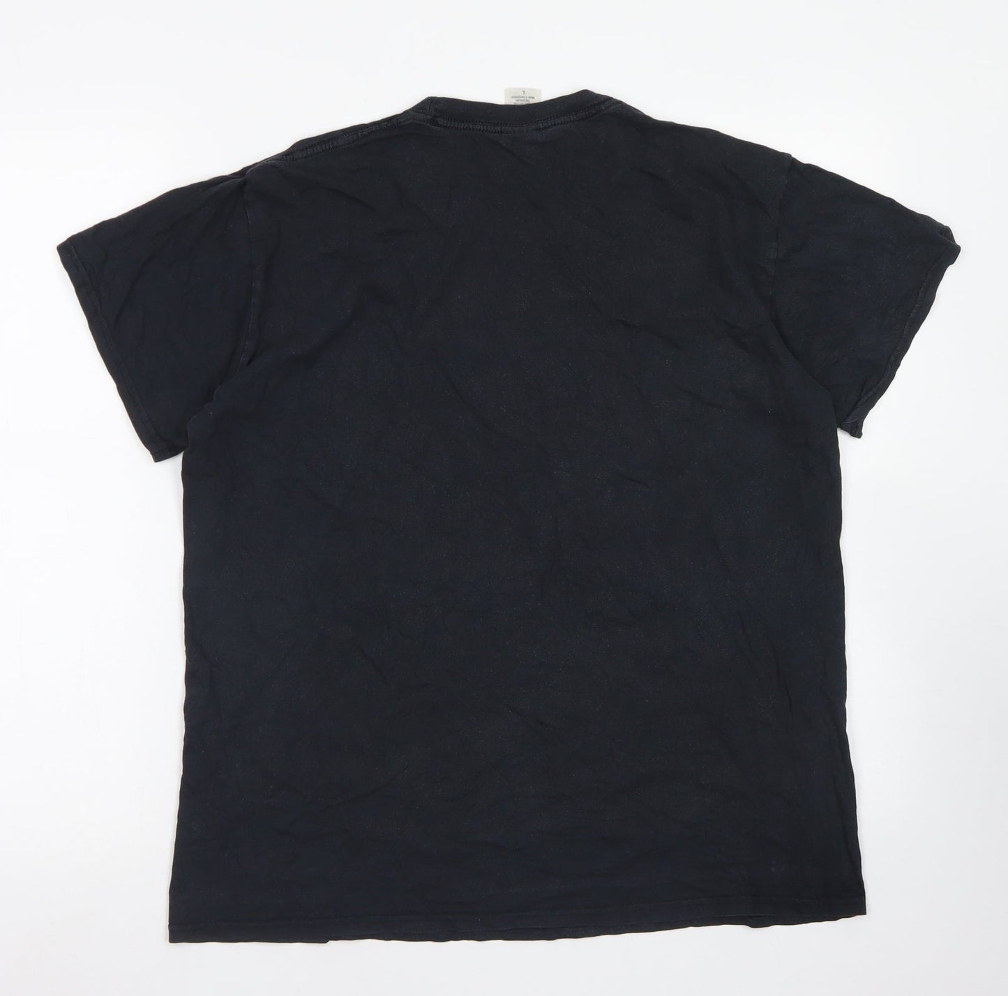 Gildan Womens Black  Cotton Basic T-Shirt Size L Crew Neck - Soft Touch