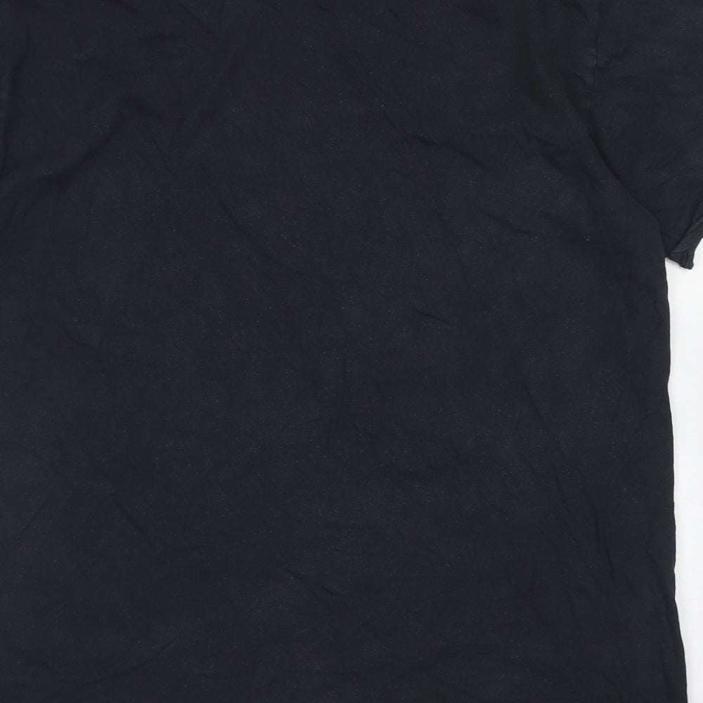 Gildan Womens Black  Cotton Basic T-Shirt Size L Crew Neck - Soft Touch