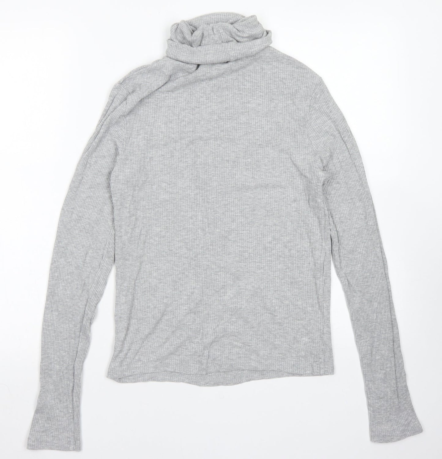 Divided Womens Grey  Viscose Basic T-Shirt Size M Roll Neck
