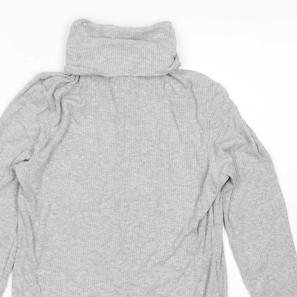 Divided Womens Grey  Viscose Basic T-Shirt Size M Roll Neck