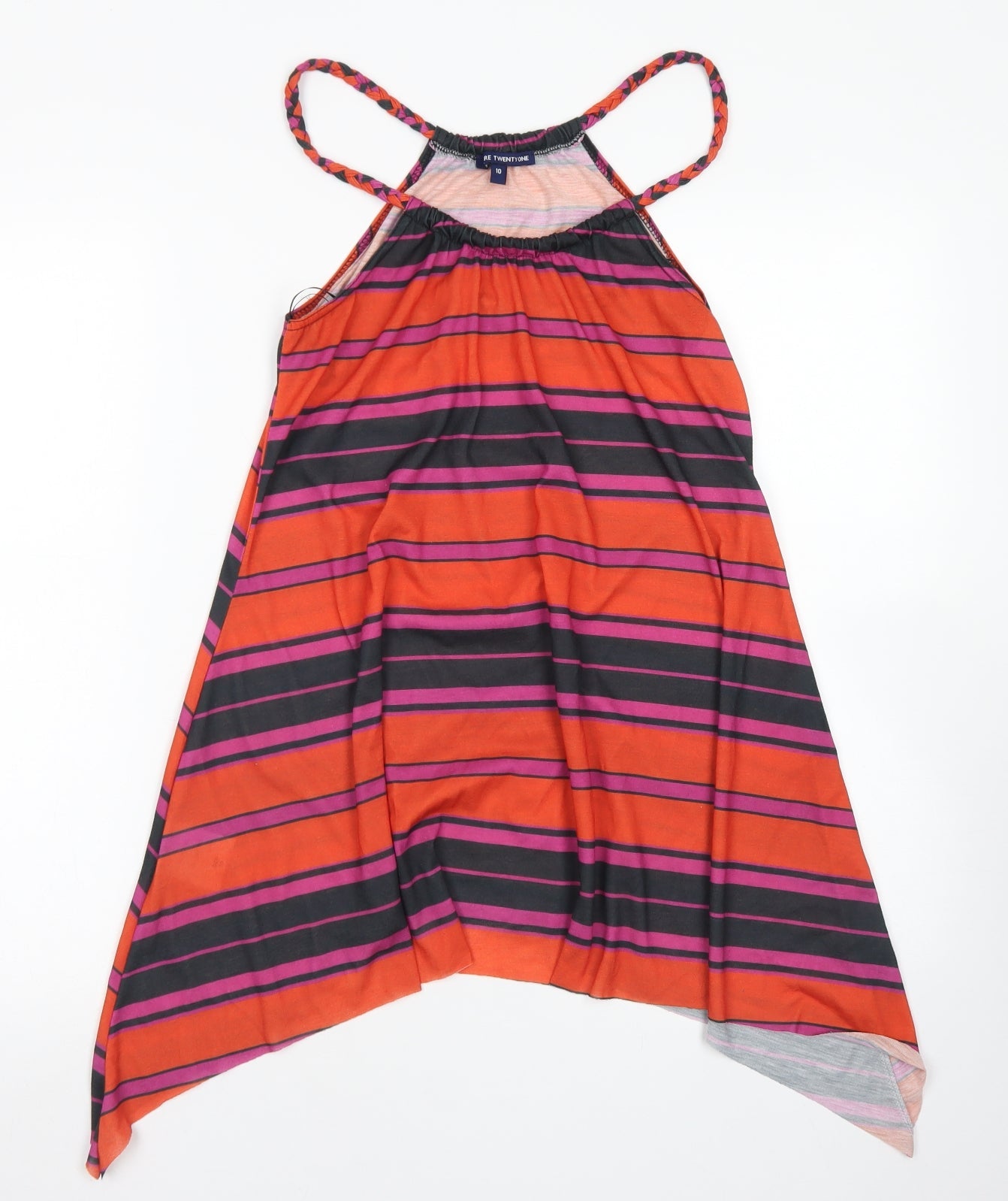 Store Twenty One Womens Red Striped Polyester Camisole Tank Size 10 Round Neck - Long Line