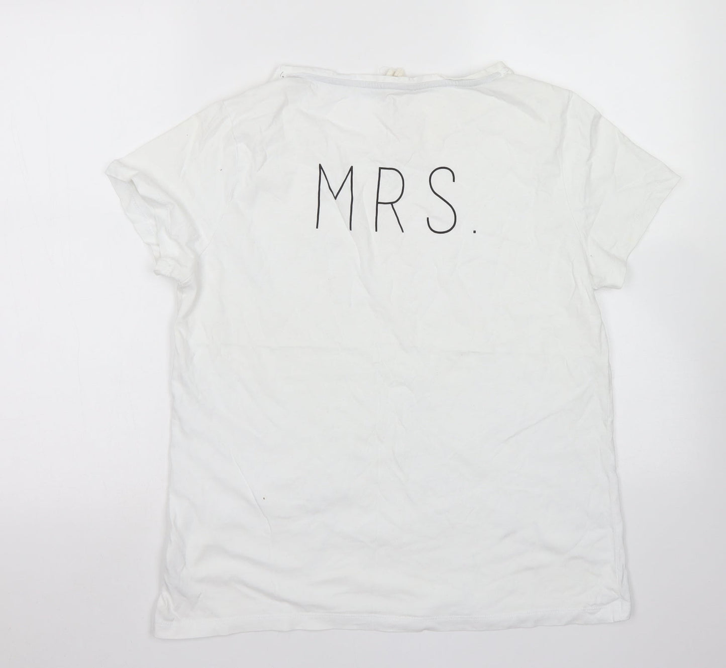 NEXT Womens White  Cotton Basic T-Shirt Size M Crew Neck - Mrs