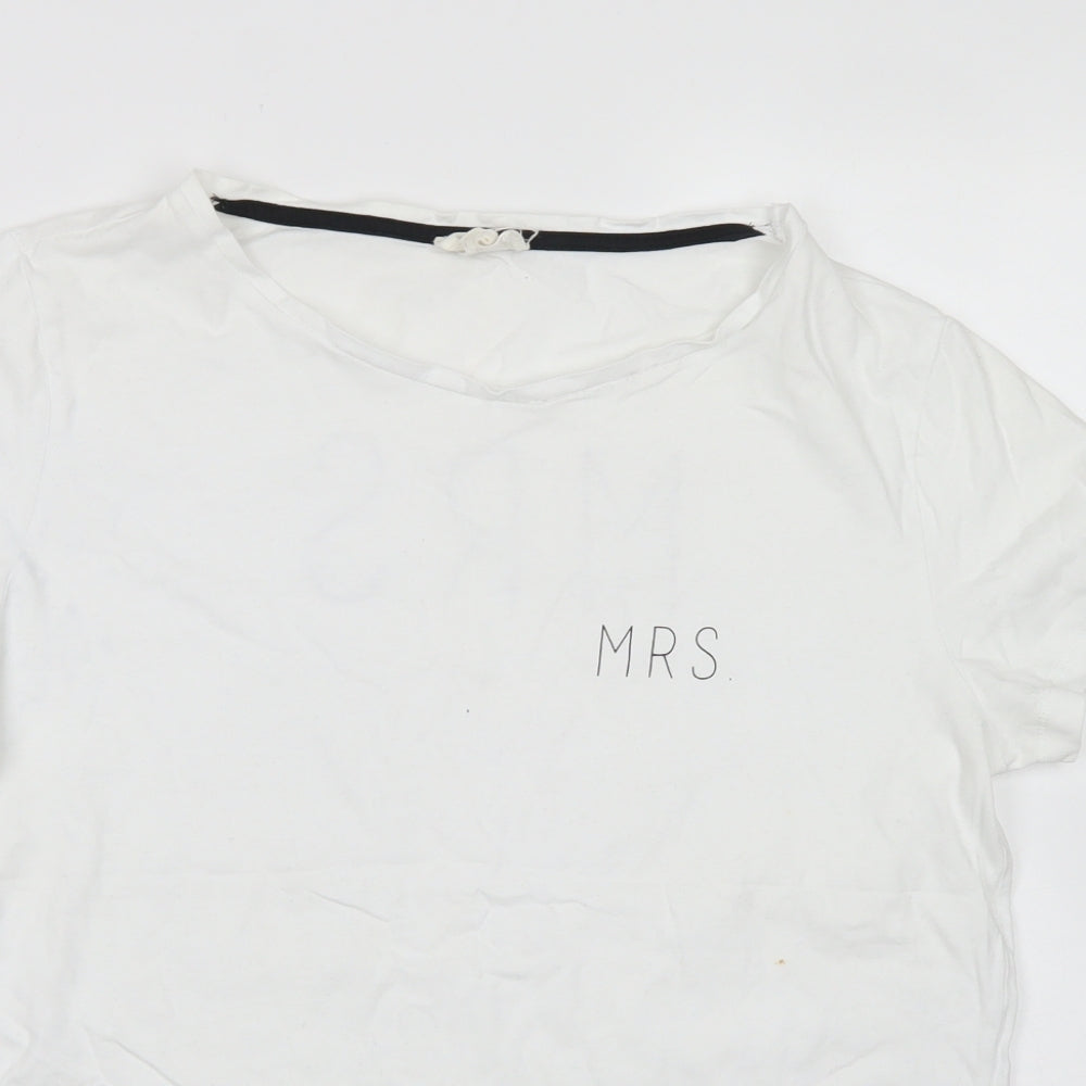 NEXT Womens White  Cotton Basic T-Shirt Size M Crew Neck - Mrs