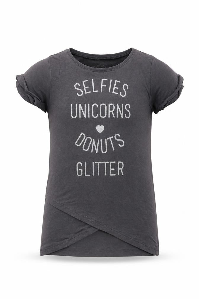 Matalan Girls Grey  Cotton Basic T-Shirt Size 6 Years Crew Neck