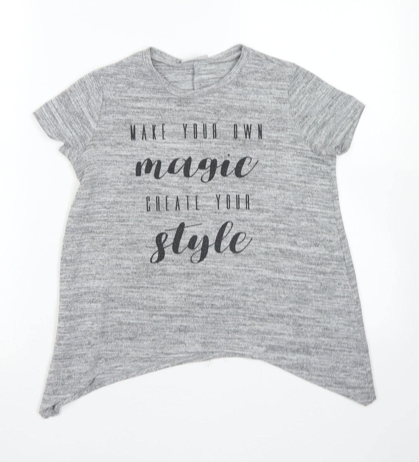 Matalan Girls Grey  Polyester Basic T-Shirt Size 9 Years Crew Neck
