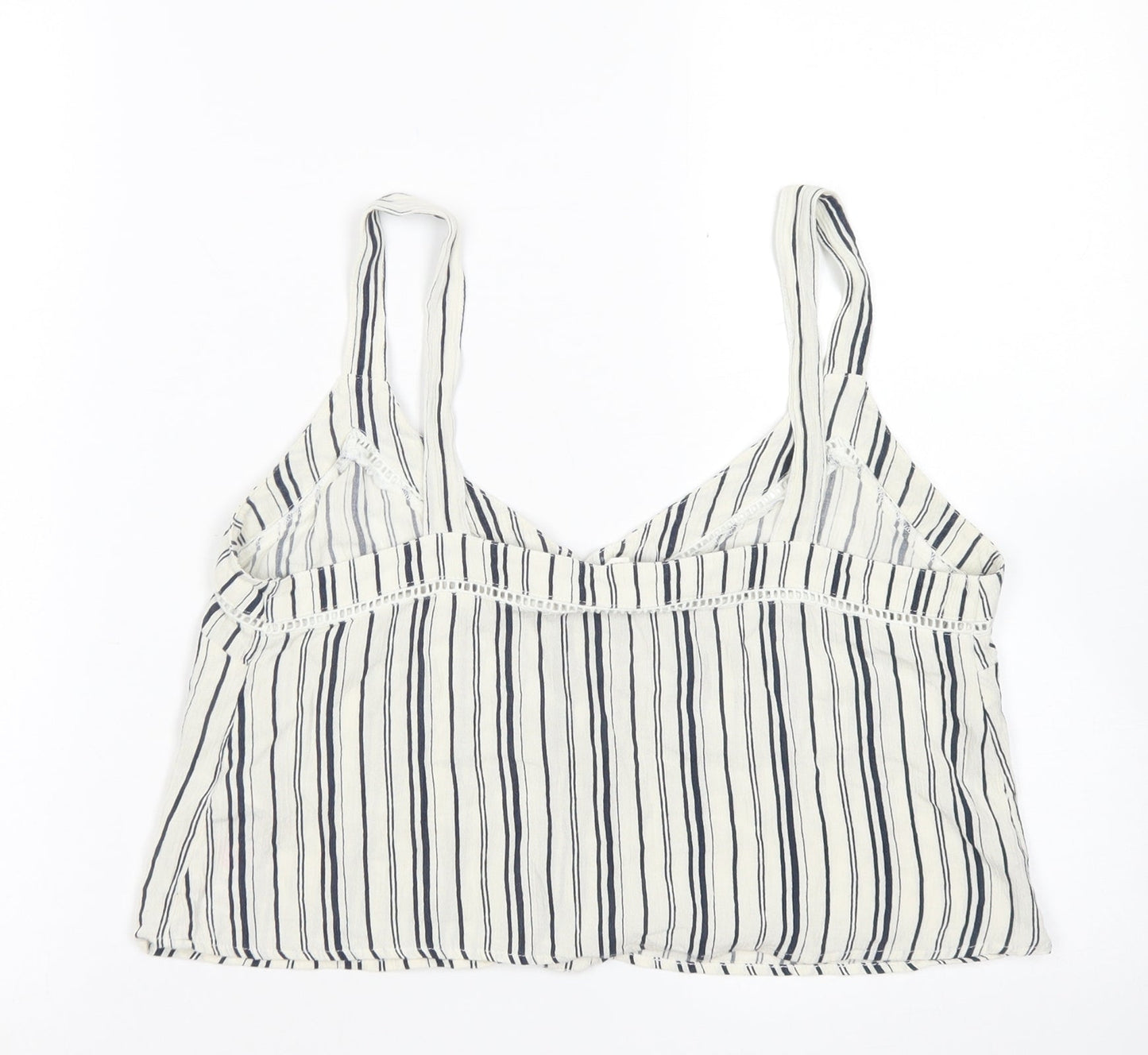 Dorothy Perkinsq Womens Ivory Striped Viscose Cropped Tank Size 10 Round Neck