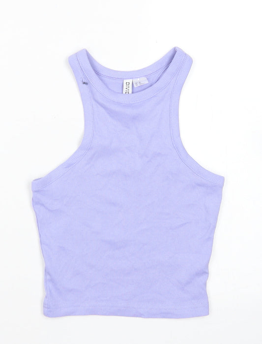 Divided Womens Purple  Cotton Cropped Tank Size XS Round Neck