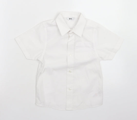 BHS Boys White  Cotton Basic Button-Up Size 4 Years Collared Button - School Wear