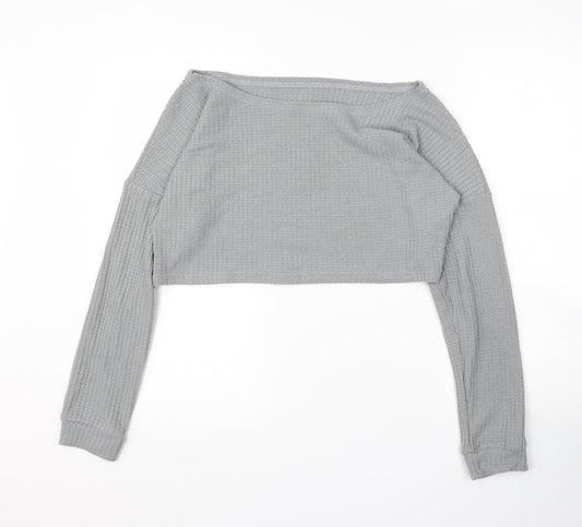Preworn Womens Grey Boat Neck  Polyester Pullover Jumper Size L