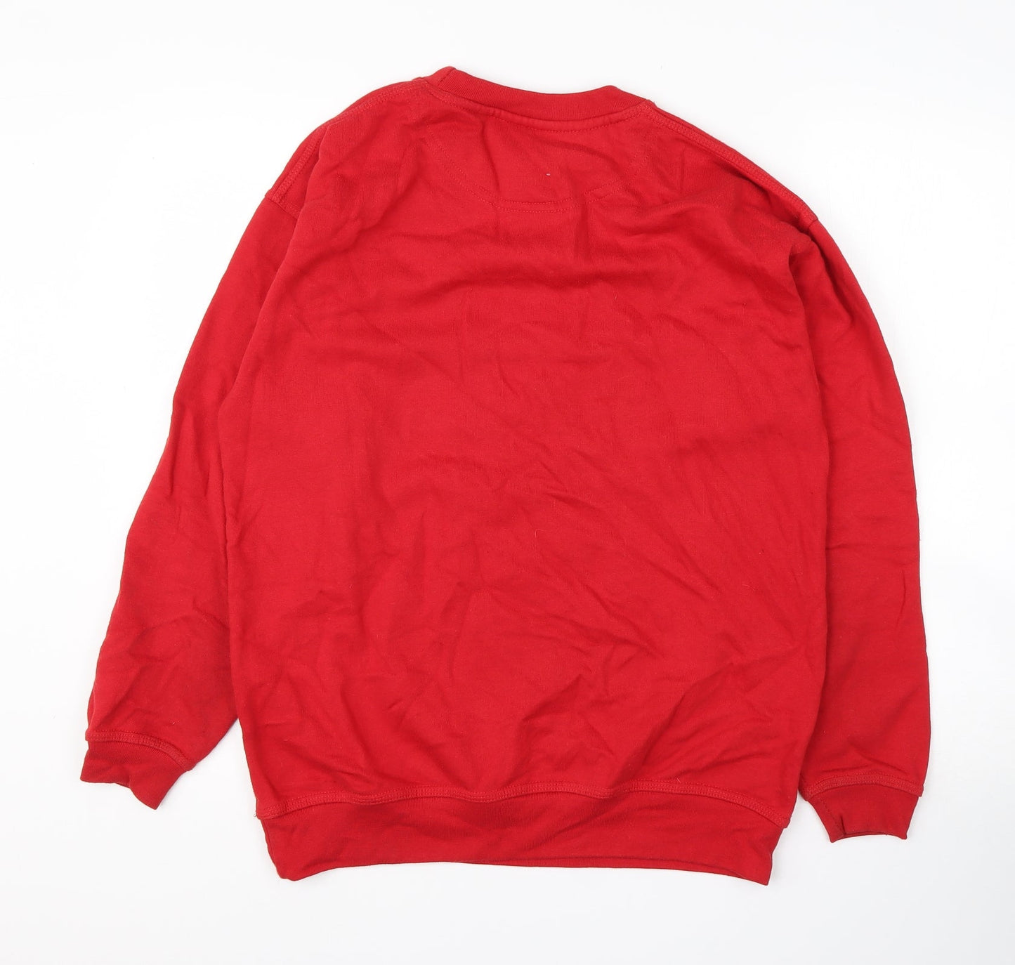 Orn Mens Red Round Neck  Cotton Pullover Jumper Size S