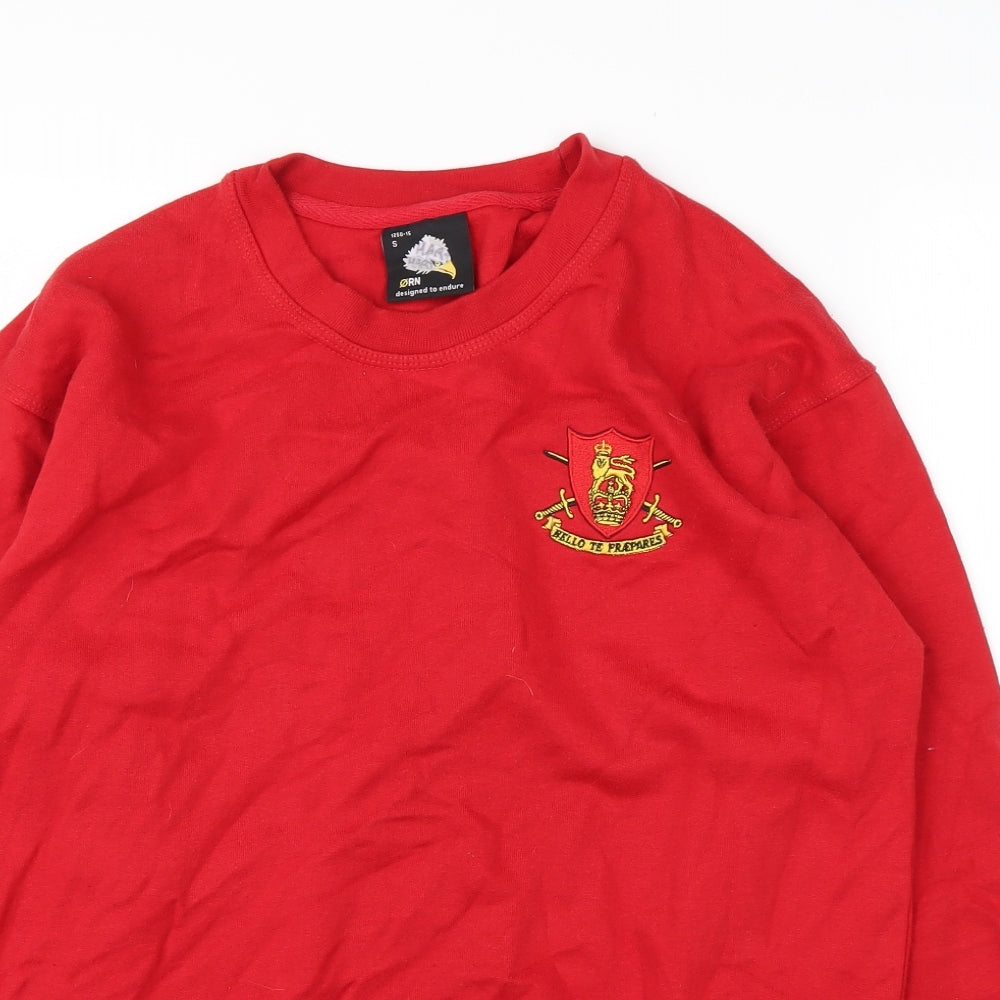 Orn Mens Red Round Neck  Cotton Pullover Jumper Size S