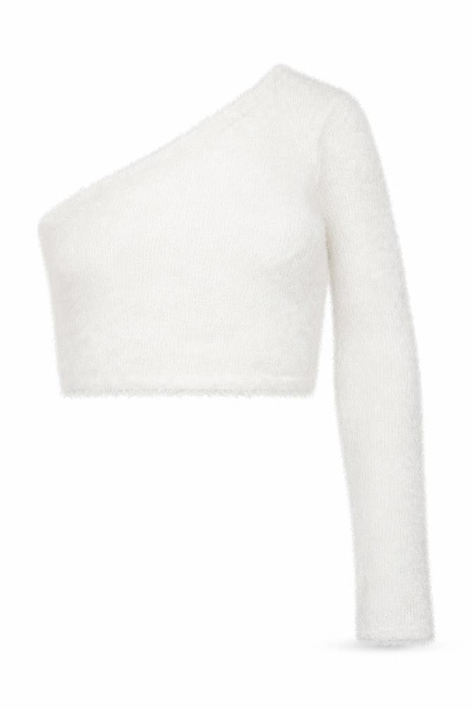 PRETTYLITTLETHING Womens White  Polyester Basic Blouse Size 8 One Shoulder