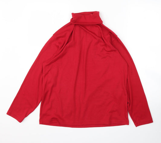 Paramor Womens Red Roll Neck  Cotton Pullover Jumper Size 12