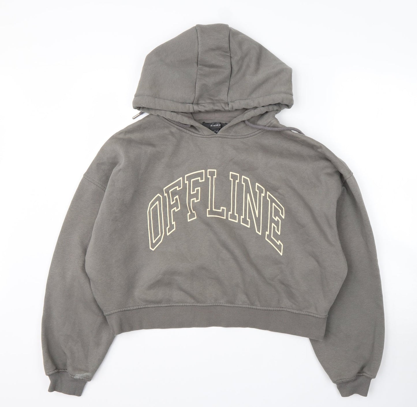 Primark Womens Grey  Cotton Pullover Hoodie Size S
