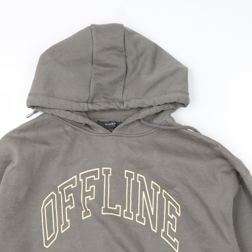 Primark Womens Grey  Cotton Pullover Hoodie Size S