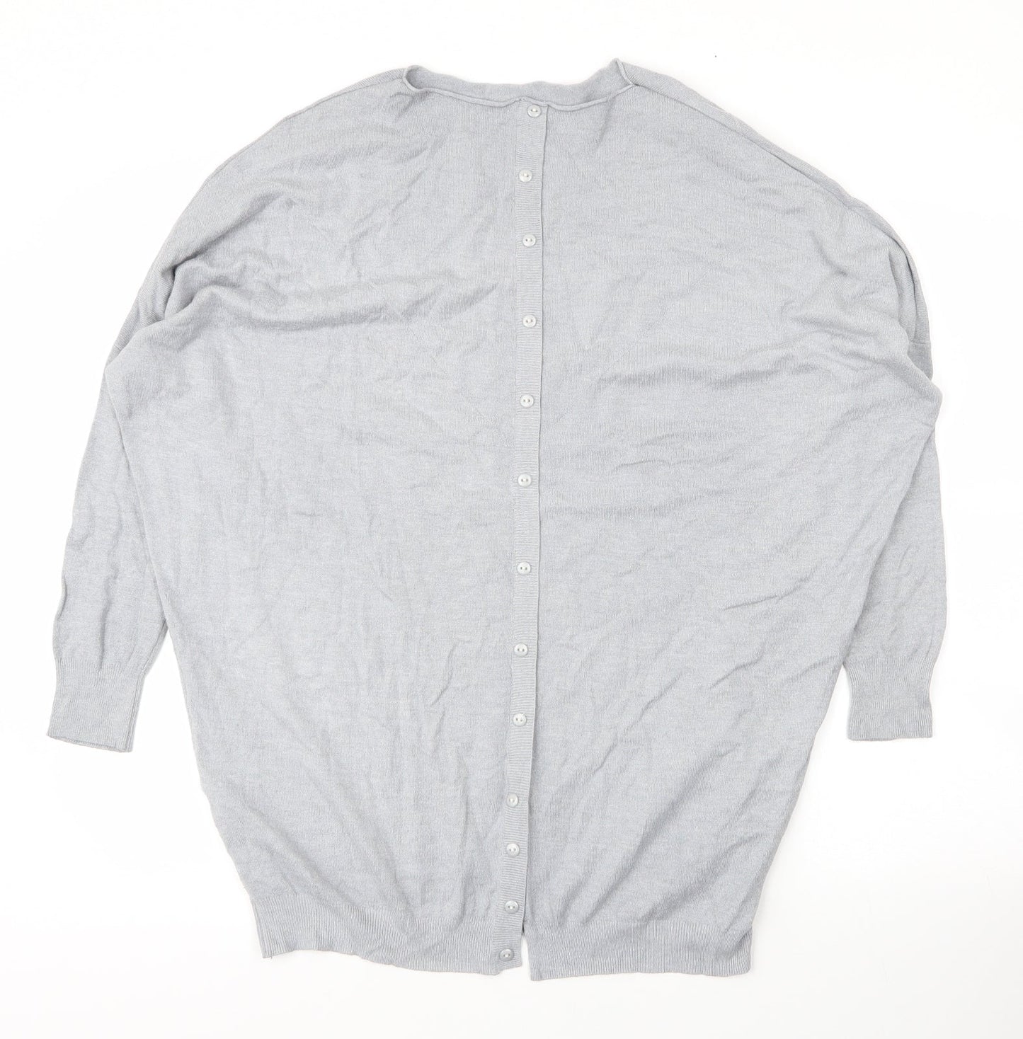 Preworn Womens Grey Boat Neck  Viscose Cardigan Jumper One Size