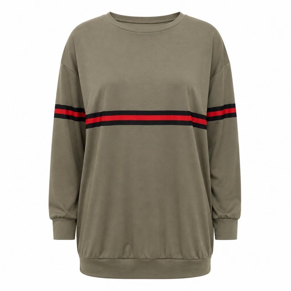 Select Womens Green Striped Polyester Pullover Sweatshirt Size 14
