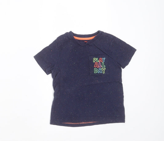 F&F Boys Blue  Cotton Basic T-Shirt Size 2-3 Years Round Neck  - play all day